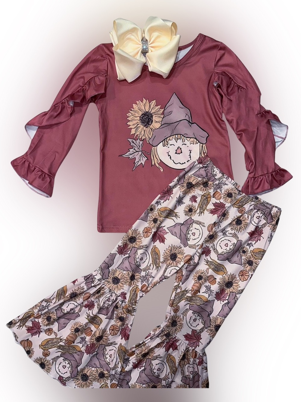 NEW Girls Fall Boutique 2pc Set Scarecrow Sunflower Pumpkin Patch Multiple Sizes